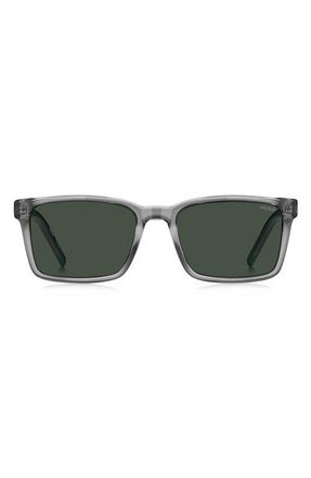 HUGO BOSS 55mm Rectangular Sunglasses in Grey/Green at Nordstrom