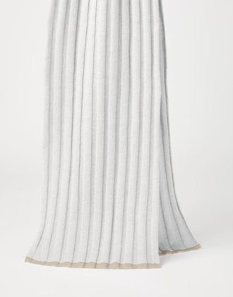 Brunello Cucinelli Mens White Ribbed Wool Scarf