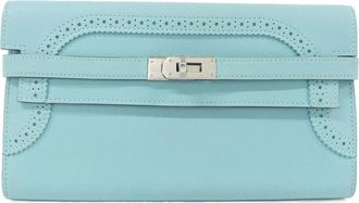 Herm&egrave;s Blue Atoll Swift Leather Long Wallet (Bi-Fold) (Pre-Owned)