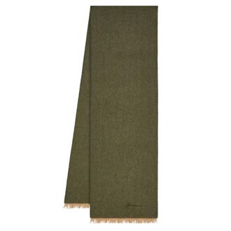 Ferragamo Green Cashmere Fringed Scarf