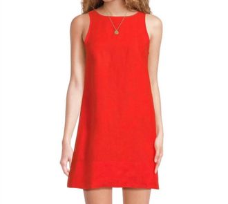 Madewell Linen Shift Mini Dress In Bright Flame