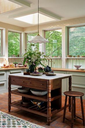 Anthropologie Spindle 50 Marble-Top Kitchen Island