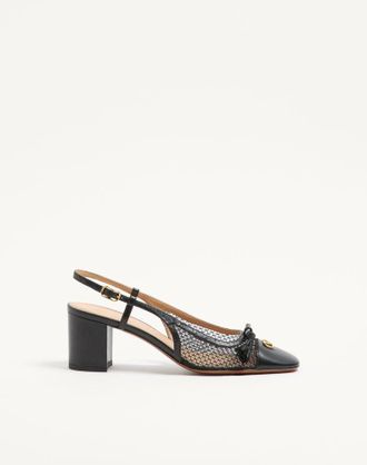 Valentino Garavani D&eacute;collet&eacute; Slingback Valet Du Roi In Rete E Capretto 60Mm Donna NERO 35.5