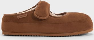 Charles & Keith Lumi Faux Suede & Faux Shearling Mules