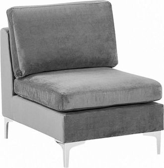 Beliani Sill&oacute;n Modular De Terciopelo Gris Asiento Patas Metal Glamour Evja
