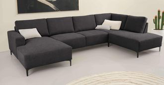 HOME AFFAIRE Wohnlandschaft »Tournon U-Form, XXL Sofa, Breite 333 cm, Webstoff, Chenille« Designsofa im nordischen Stil, Wellenunterfederung, Metallfüsse