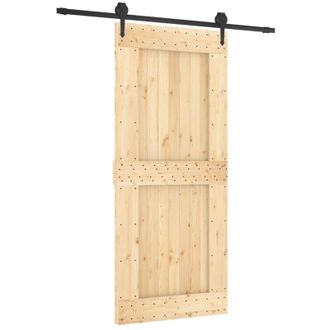 vidaXL Vidaxl - Puerta Corredera Con Herrajes Madera Maciza De Pino 90x210 Cm