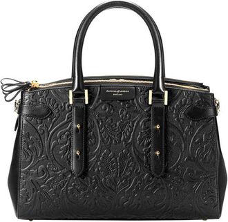 Aspinal of London Black floral embossed Brook Street bag