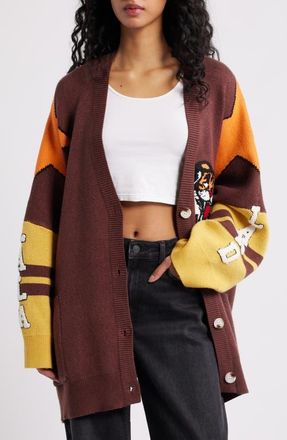 Dressed in Lala Go Get Em Tiger Collegiate Cardigan in Brown at Nordstrom, Size Small
