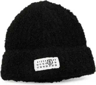 Maison Margiela Accessoires, Heren, Zwart, ONE Size, Wol, Numeric Knit Beanie