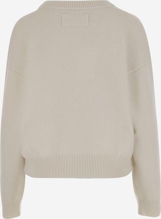 ARMARIUM Womens Cashmere Sweater With V-Neck White