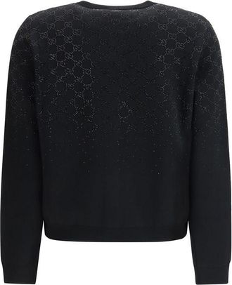 Gucci GG Crystal-Embellished Wool-Blend Cardigan - Black