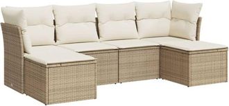 vidaXL Juego De Sof&aacute;s Jard&iacute;n Con Cojines 6 Pzas Rat&aacute;n Sint&eacute;tico Beige Vidaxl