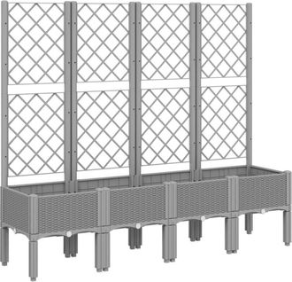 vidaXL Garden Planter with Trellis Light Grey 160x40x142 cm pp Vidaxl