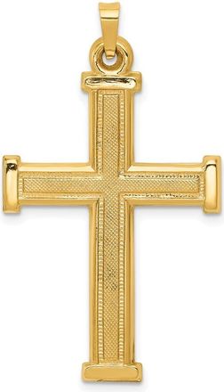 Diamond2Deal 14k Yellow Gold Hollow Latin Cross Pendant