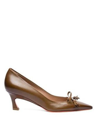 Santoni Mid-Heel Patent Leather Pumps in Brown at Nordstrom, Size 8.5