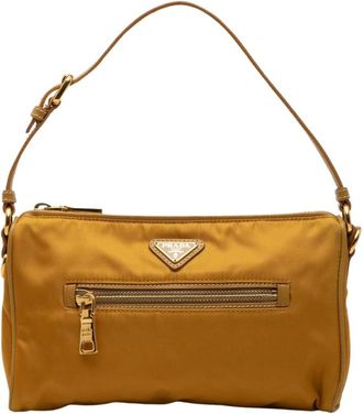 Prada Pre-owned Shoulder Bags, female, Yellow, Size: ONE SIZE Pre-owned Nylon Shoulder Bag