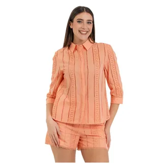 Kocca Shirts, female, Pink, Size: XL Cotton Broderie Anglaise Shirt