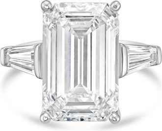 Diana M. Jewels Platinum 5.00 ct tw Emerald Cut with two Long Baguettes on the side Engagement Ring (Single Claw)