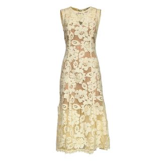 Self Portrait Midi Dresses, female, Yellow, Size: S Ispirato alluncinetto floreale vintage Midi Dress