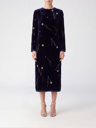 Forte_Forte Embroidered Velvet Midi Tunic with Beading