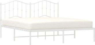 vidaXL Metal Bed Frame without Mattress with Headboard White 180x200cm vidaXL