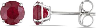 Amour Ruby Stud Earrings In 14K White Gold