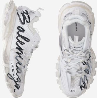 Balenciaga Womens Sneakers Track Signature White Polyurethane Trainers
