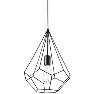 Ideal Lux Ideal Lux - Ampolla - 1 Light Ceiling Pendant Matt Black Cage Style, E27