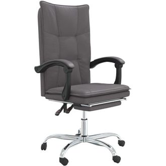 vidaXL Silla De Oficina Reclinable Cuero Sint&eacute;tico Gris Vidaxl
