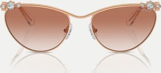 Swarovski Occhiali da sole cat-eye color oro rosa con lenti rosa