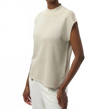 Joseph Ribkoff Mock Neck Embellished Sleeveless Top In Birch