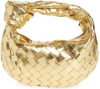 Bottega Veneta Mini Jodie Intrecciato Metallic Leather Top Handle Bag in 8922 Gold-M Brass at Nordstrom