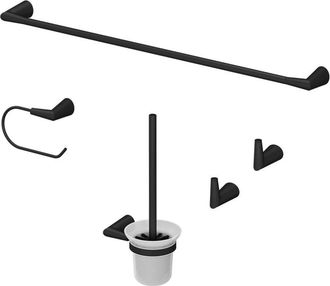 Vicco Set De Accesorios De Ba&ntilde;o Tauri, Negro, 5 Partes, Vicco