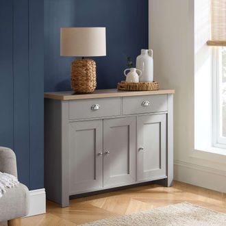 Birlea Sideboard Cream & Oak Highgate 3 Door 2 Drawer Navy Farmhouse Shabby Chic in Grey
