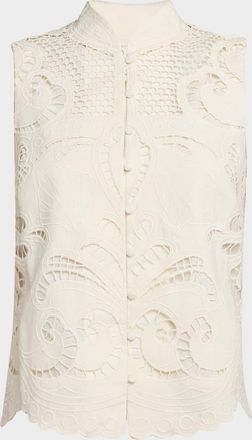 Mestiza New York Bora Bora Scalloped Embroidered Cotton Top