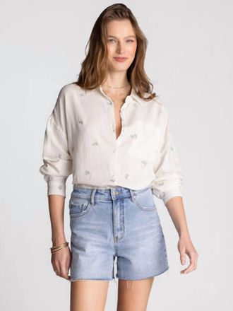 Thread & Supply Yesenia Button Down Shirt In Ivory Blue Floral