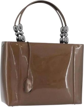 Dior Pre-owned Handbags, female, Brown, Size: ONE SIZE Pre-owned Vintage Patent Leather Hand Bag