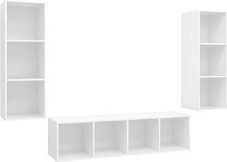 vidaXL Vidaxl - Juego De Muebles De Sal&oacute;n 3 Piezas Madera Ingenier&iacute;a Blanco