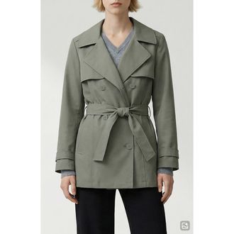 Noize Amina Tie Waist Water Repellent Coat in Sage at Nordstrom, Size X-Small