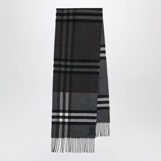 Burberry Sciarpa Check double face in cashmere grigio