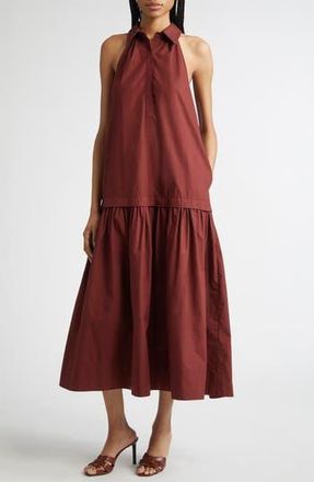 A.L.C. Vera Sleeveless Poplin Maxi Shirtdress in Dark Bosco at Nordstrom Rack, Size X-Small