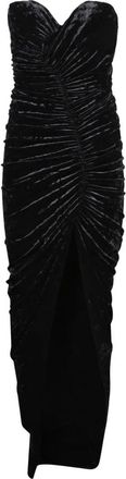 Alexandre Vauthier Gedrapeerde Midi Jurk met Plooiing - Dames - Feestkleedjes - Zwart - S - Polyester - Kleedjes