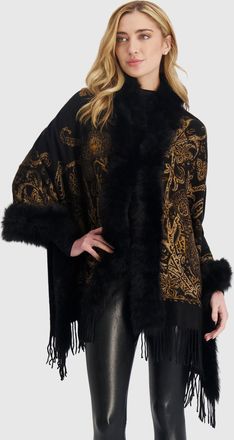 Gorski DOUBLE FACE CASHMERE STOLE WITH TOSCANA LAMB TAPE TOP AND BOTTOM