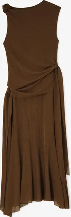 Ganni Long Dress in Marl Mesh - Size 32 Brown