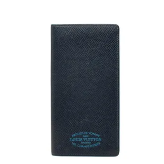 Louis Vuitton Blue Navy Blue Leather Long Bill Wallet (Bi-Fold) (Pre-Owned)