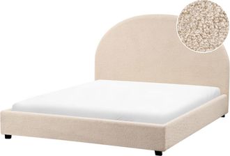 Beliani Cama matrimonial de tejido beige 140x200