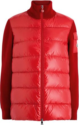 Moncler Quilted Shell and Wool Jacket - Red - L (UK14 / L)