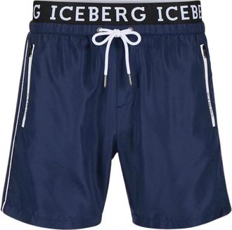 Iceberg Logo Boxer Zwembroek Halverwege het Dijbeen - Heren - Strandmode - Blauw - XL - Polyester - Badmode