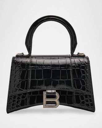 【ラグジュアリー×フェミニン】BALENCIAGA バッグ クロコ型押し 新品同様 バレンシアガ クロコ型押しレザー ブラック